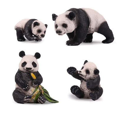 

Hand Painted Realistic Panda Figures Toys Set 4 Pieces