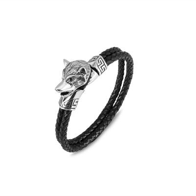 

Fashion Punk Rock Men Bracelet Titanium Stainless Steel Cuff Bracelet Braid Rope Wrist Chain Jewelry