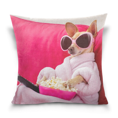 

ALAZA Throw Pillow Case Decorative Pillow Covers 16 X 16 inch Dog Watching TV Pattern Pillowcase