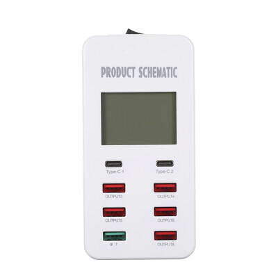 

Quick Charge 30 8A 6-Port USB Wall Charger&2-Port Type-C Desktop Charger Charging Station with LCD Display Intelligent IC Aut