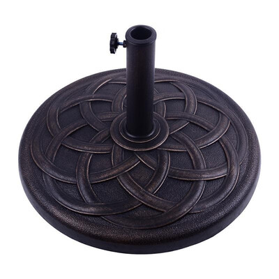 

215 Round Decorative Cast Stone Patio Umbrella Holder Base - Bronze Finish
