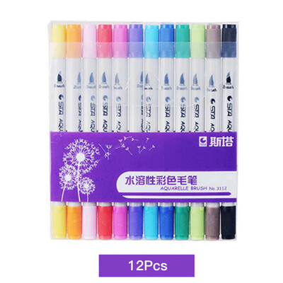 

11224364880Pcs Watersoluble Double Headed Mark Pen Soft Head Colorful Hand Drawing Pen Suit School Stationery Extra Fine Writ