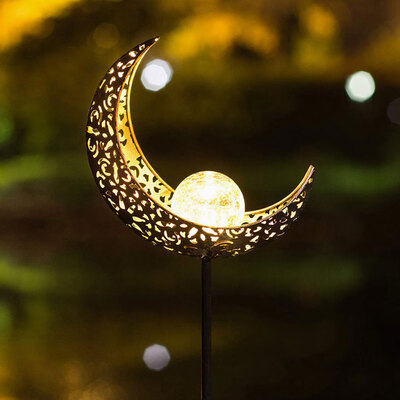 

LED Garden Light Creative Moon Shape Solar Lamp Warm Light Outdoor Waterproof Lawn Light Festival Yard Pathway Decoration Lamp