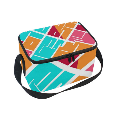 

ALAZA Lunch Box Insulated Abstract Geometry Lunch Bag Large Cooler Tote Bag for Men Women