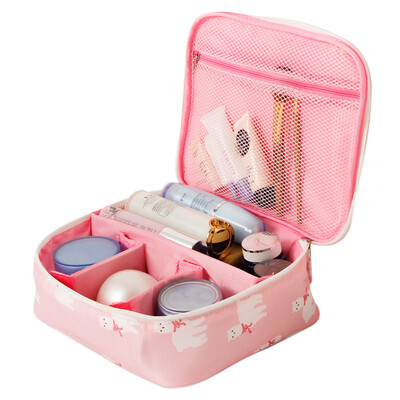 

Flamingo Beautician Cosmetic Case Double Zipper Women Travel Organizer Waterproof Portable Large Capacity Storage Bag Makeup Bags