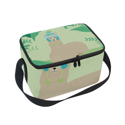 

ALAZA Lunch Box Insulated Lunch Bag Large Cooler Funny Llama Seated Cartoon Tote Bag