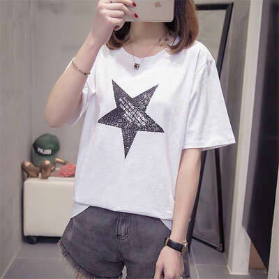 

JOY OF JOY Jingdong Womens 2019 Summer New Womens Loose Joker Short Sleeve T-Shirt Womens Bamboo Cotton JWTD191465 White