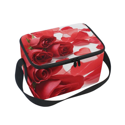 

ALAZA Lunch Box Insulated Roses Heart Love Lunch Bag Large Cooler Tote Bagfor Men Women
