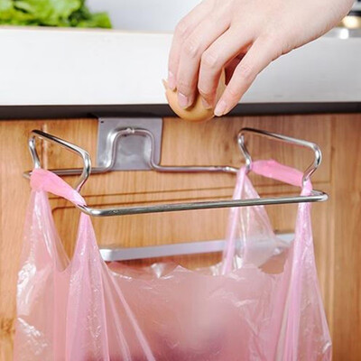 

Back Door Stainless Steel Trash Bag Hanging Rack Shelf Storage Hook Kitchen Cabinet