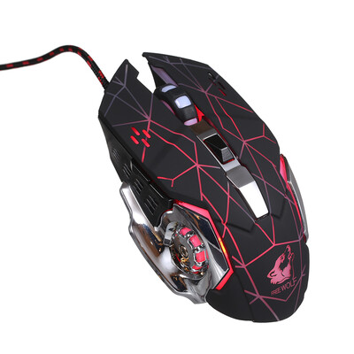 

Free Wolf Wired Gaming Mouse Professional FPS Mouse with 4000DPI Gaming Mice with Programmable Buttons Ergonomic Grip RGB Light W