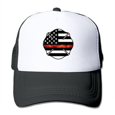 

Unisex Trucker Hat Fire Firefighter Thin Red Line Mens Womens Adjustable Mesh Cap Fashion Back Cap