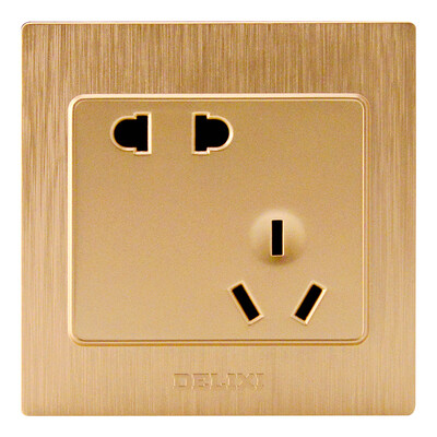 

Delixi DELIXI switch socket panel 10A oblique five-hole socket brushed champagne gold