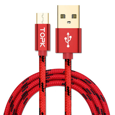 

TOPK Micro USB Cable 2A Fast Data Sync Charging Cable For Samsung Huawei Xiaomi LG Andriod Microusb Mobile Phone Cables