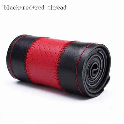 

Car Steering Wheel Cover Auto Interior Accessory Genuine Leather with hole Braid With Needle Thread Fashionable for most of cars