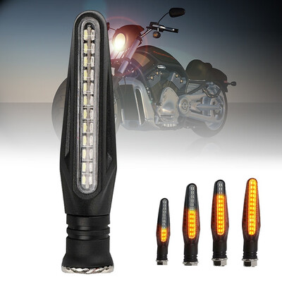 

Willstar Universal Motorcycle Turn Signal Light Amber Flowing Flashing Water 24LED Flexible Rear Parking Signal Light 12V