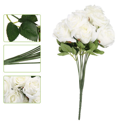 

11 Heads Artificial Flowers Fake Rose Bouquet Wedding Home Party Decor