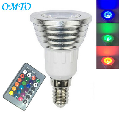 

OMTO 1PCS E14 3W RGB 16 Color Changing Spotlight with IR Remote Control Mood Ambiance Lighting