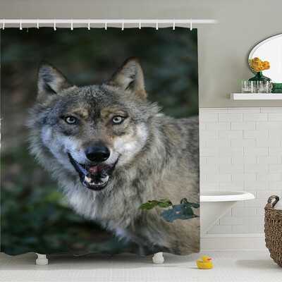 

Simulation 3D Colourful Animals Waterproof Shower Curtain Drapes of Bathroom Toilet with Hooks