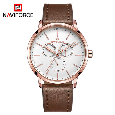 

NAVIFORCE NF3001 Men Watch Brand Sport Quartz Watches Hour Date Day Pointer Luminous Military Army Business Leather Wrist Watch