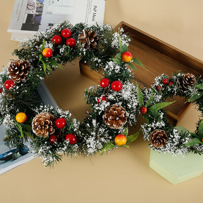 

Willstar 1Set 098 ft Frosted Christmas Garland Rattan Silver Bristles Pine Cones Berries-Style A