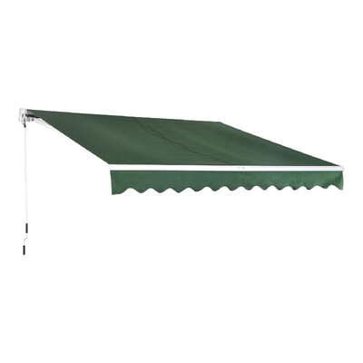 

13 x 8 Aluminum Fabric Manual Retractable Sun Shade Patio Awning - Green