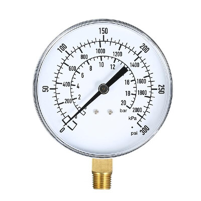 

0300psi 02000kpa 020bar Mechanical Pressure Gauge Pool Filter Aquarium Water Air Gas Pressure Gauge Meter 14 inch NPT Bottom