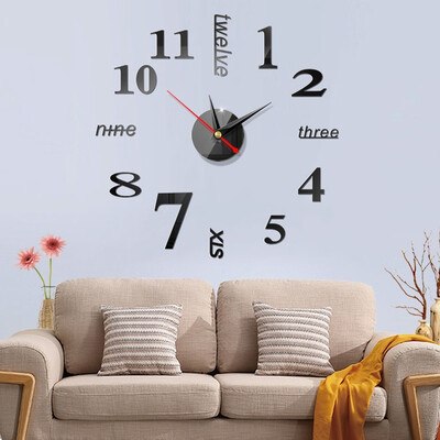 

Large Wall Clock Modern Design 3D Wall Sticker Clock Silent Home Decor Living Room Quartz Horloge