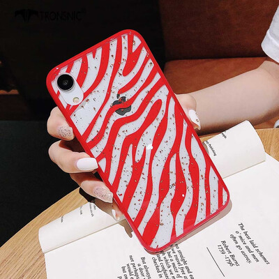 

Tronsnic Glitter Phone Case for iPhone 7 8 Plus Strawberry Gold Foil Case Love Rose Flower Zebra Red Luxury