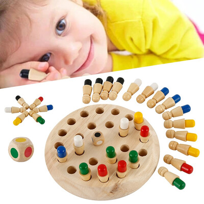 

Color Memory Match Stick Chess Game Kids Intelligence IQ Brain Teaser Game Wooden
