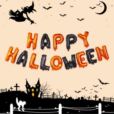 

Willstar 16 Inch Letter Balloon Halloween Black Orange Letter Balloon