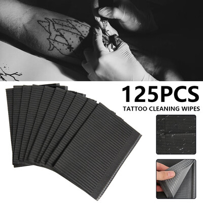 

125PCS Black Tattoo Cleaning Wipes Disposable Bibs for Dental Piercing Waterproof Foils Paper Tattoo Accessories