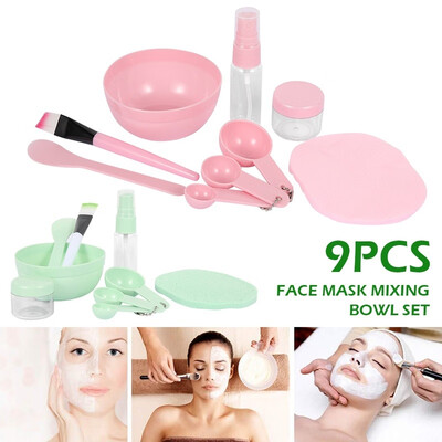 

9PCSSet DIY Facial Face Mask Tool Set Mixing Bowl Brush Stick Spoon Make Up Tools