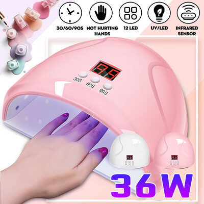 

36W Pro Nail Polish Dryer UV LED Lamp Acrylic Gel Curing Light Manicure Timer