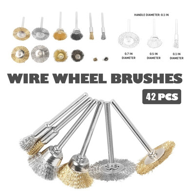 

842Pcs Steel Wire Brush Metal Derusting Wheel T Polish Brush Brass Steel Wire Brush Polishing Wheels