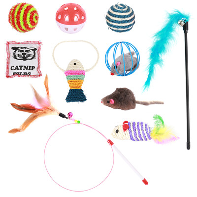 

Willstar 10 Pcs Variety Cat Toys Cat Kitten Interactive Mouse Funny Toys Set for Indoor Kitty Dogs Cats