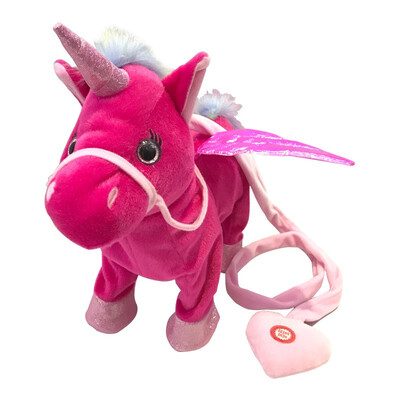 

35cm Lovely Electric Walking Unicorn Plush Toy Soft Stuffed Animal Electronic Unicorn Doll Sing the Song for Baby Birthday Gifts