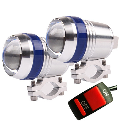 

1pair U3 LED Motorbike Fog lamp Motorcycle Spotlight Driving auxiliary Light ATV DRL silver shell 12V 30W Headlight Angel Lamp