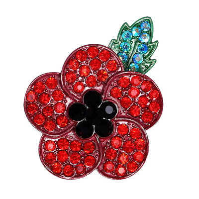 

Willstar Crystal Poppy Flower Brooch Pin Enamel Badges Red Diamante Banquet Party