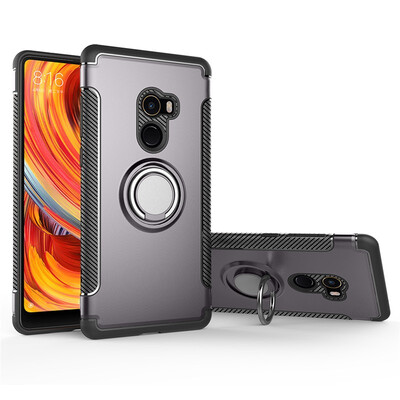 

Back Cover For Xiaomi Mi Mix 2 Mix2 Case Car Holder Stand Hard PC Silicon Ring Suction Bracket Celulars Fecoprior