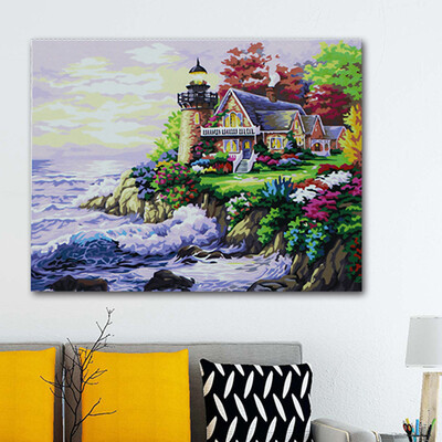

diy digital painting 8403 seaside villa 4050cm children birthday gift coloring painting adult fill color oil painting living