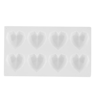 

8-Cavity Silicone Mold 3D Diamond Heart Chocolate Soap DIY Baking Mould