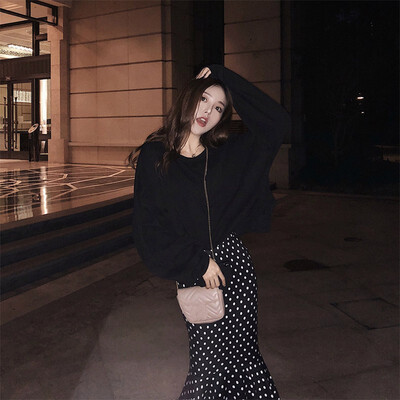 

High waist slim pack hip wave point fishtail skirt