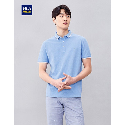 

HLA Haishu House Short Sleeve POLO Male 2019 Summer New Refreshing Net Color Lapel Half Open Sweater HNTPD2R045A Light Blue 45 185100Y 54