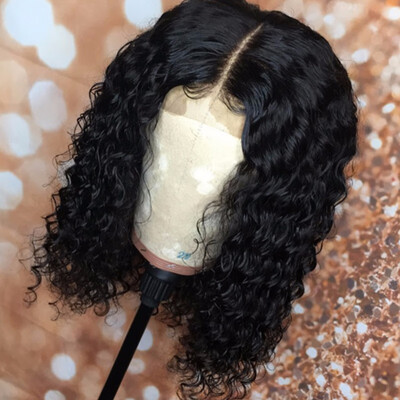 

Wet And Wavy Preplucked Curly Full Lace Human Hair Bob Wig Middle Deep Part Remy Virgin Hair Short Peruvian Wig With Baby Hair