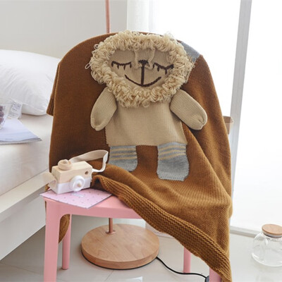 

Cute Cartoon Baby Blanket 100 Cotton Sofa Throw Cartoon Three-dimensional Knitted Blanket for Children 110x130cm