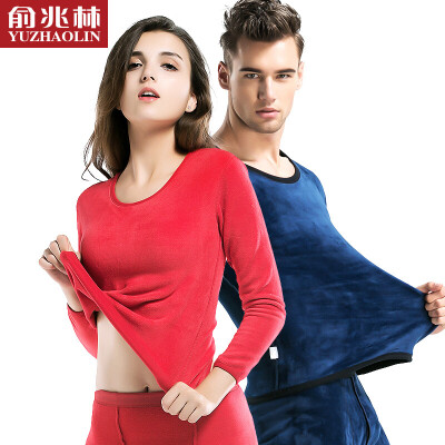 

Yu Zhaolin thermal underwear men&women couple plus velvet thick gold velvet round neck suit autumn clothes long trousers cotton female - China Red