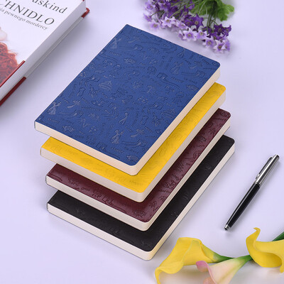 

front Cute Pattern A5 Writing Notebook PU Leather Soft Cover Ruled Paper Portable Daily Notepad Travel Journal Perfect for School