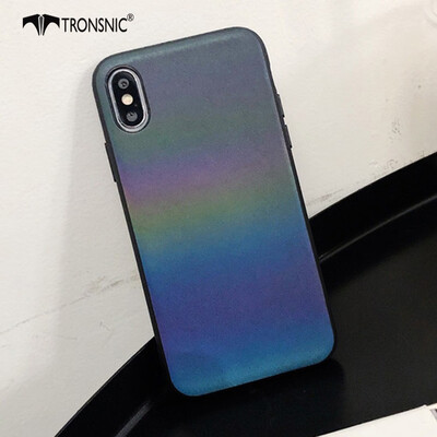 

TRONSNIC Gradient Rainbow Phone Case for iPhone 7 8 Plus Soft Leather Case Covers Holographic Colorful
