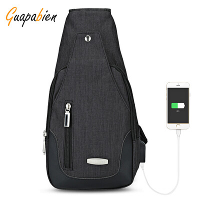 

Guapabien Casual USB Charge Port Cable Shoulder Crossbody Chest Bag