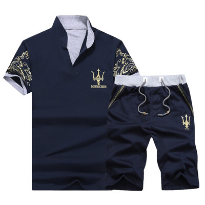 

Mens New 2 Pieces Casual Suit Fashion Unisex Polo ShirtsShorts Leisure Suit for Men And Women M-4XL 228